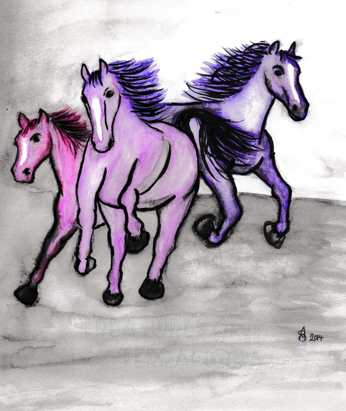 Galloping Horses Original Artwork