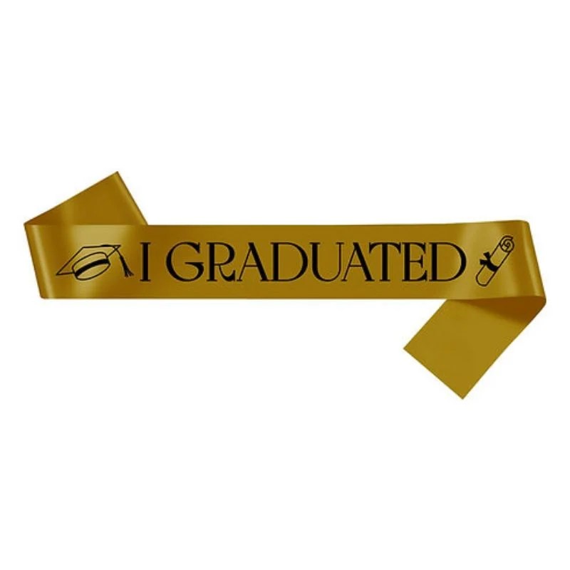 I Graduated Sash – Gold with Black Letters