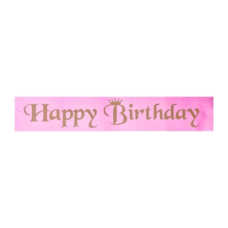 Happy Birthday Sash – Light Pink with Gold Letters