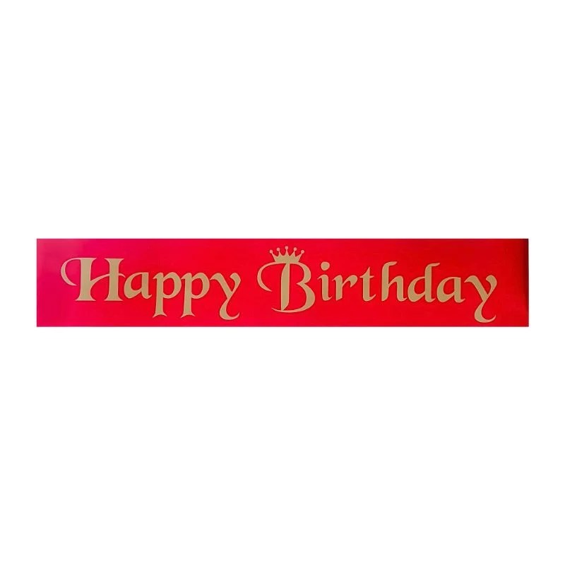 Happy Birthday Sash – Red with Gold Letters