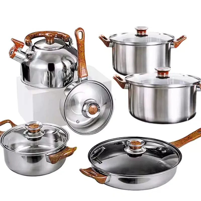 12 Pcs Stainless Steel Cookware Set with Kettle