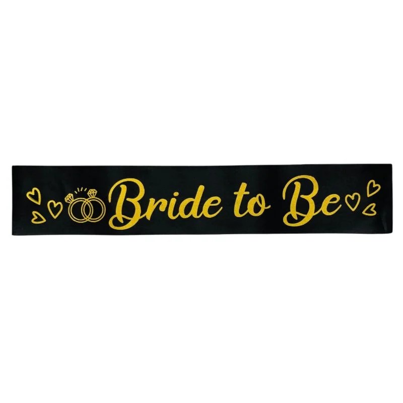 Bride To Be Sash – Black with Gold Letters