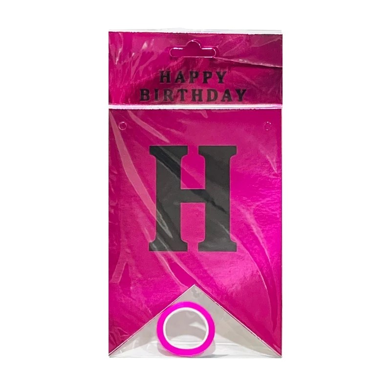 Happy Birthday Banner – Hot Pink with Black Letters