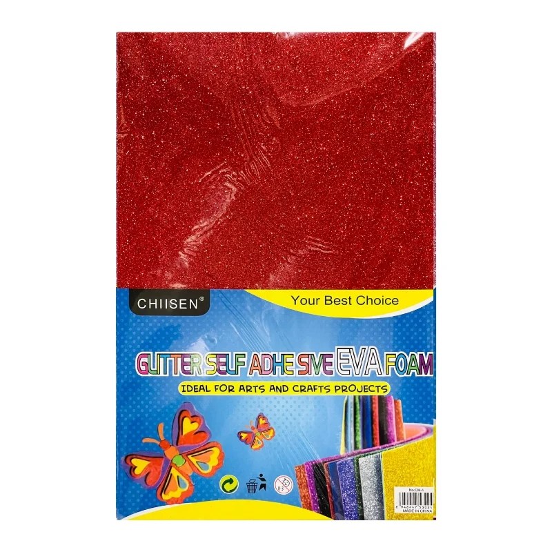 Self Adhesive Glitter Foam Sheet A4 Size – Single Sheet – Red Colour