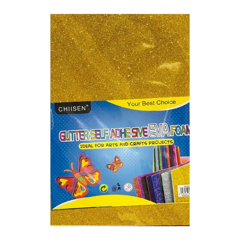 Self Adhesive Glitter Foam Sheet A4 Size – Single Sheet – Gold Colour