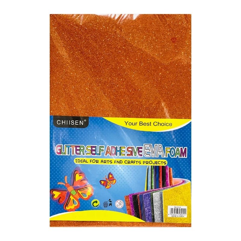 Self Adhesive Glitter Foam Sheet A4 Size – Single Sheet – Orange Colour