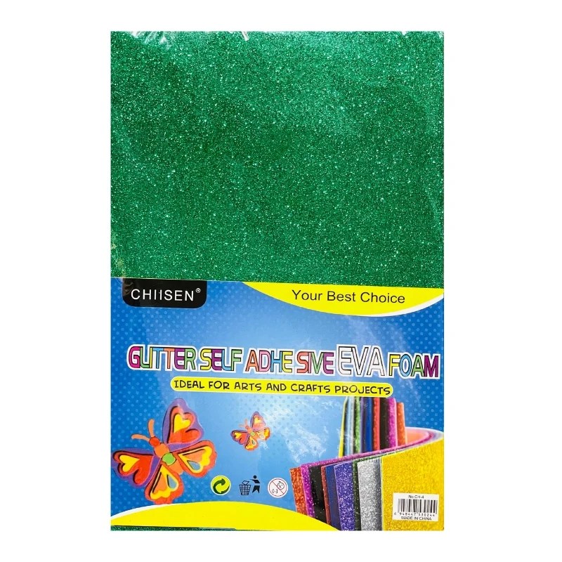 Self Adhesive Glitter Foam Sheet A4 Size – Single Sheet – Green Colour