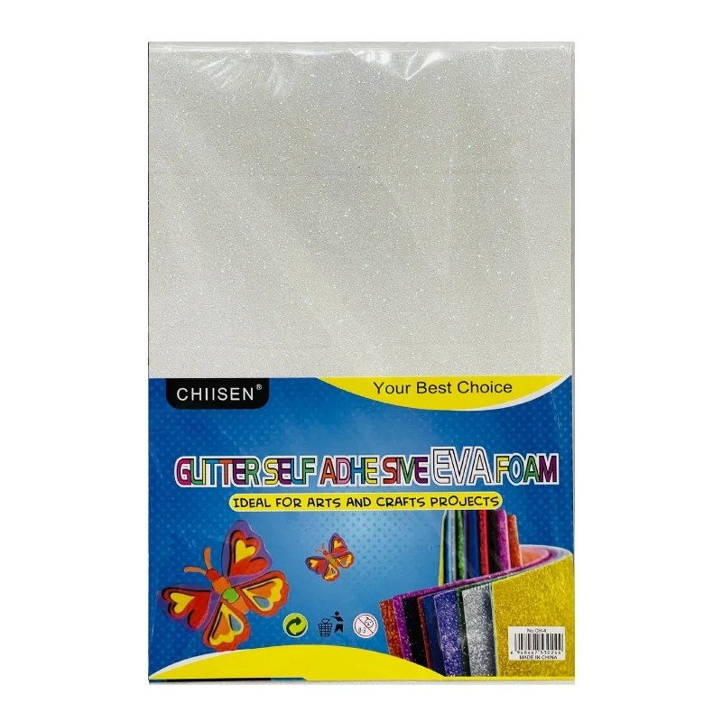 Self Adhesive Glitter Foam Sheet A4 Size – Single Sheet – White Color