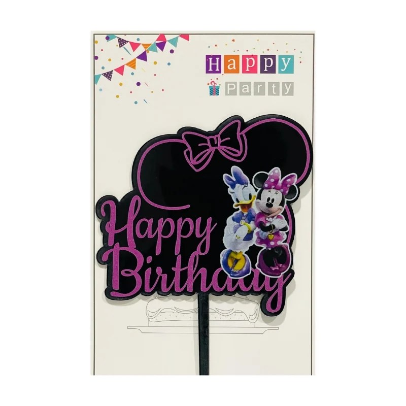 Happy Birthday Cake Topper 16cm – Minnie Mouse & Donald Duck