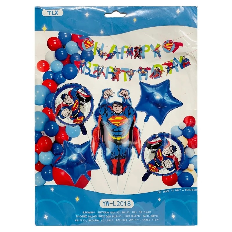 Superman Birthday Theme Foil Balloon & Banner Decor Set