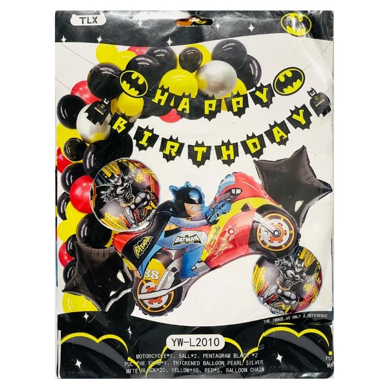 Batman Birthday Theme Foil Balloon & Banner Decor Set