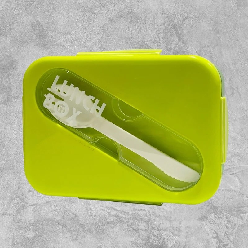 Lunch Box with Spork (17cm x 12cm x 4.5cm) – 211-25 – Luminous Green Colour