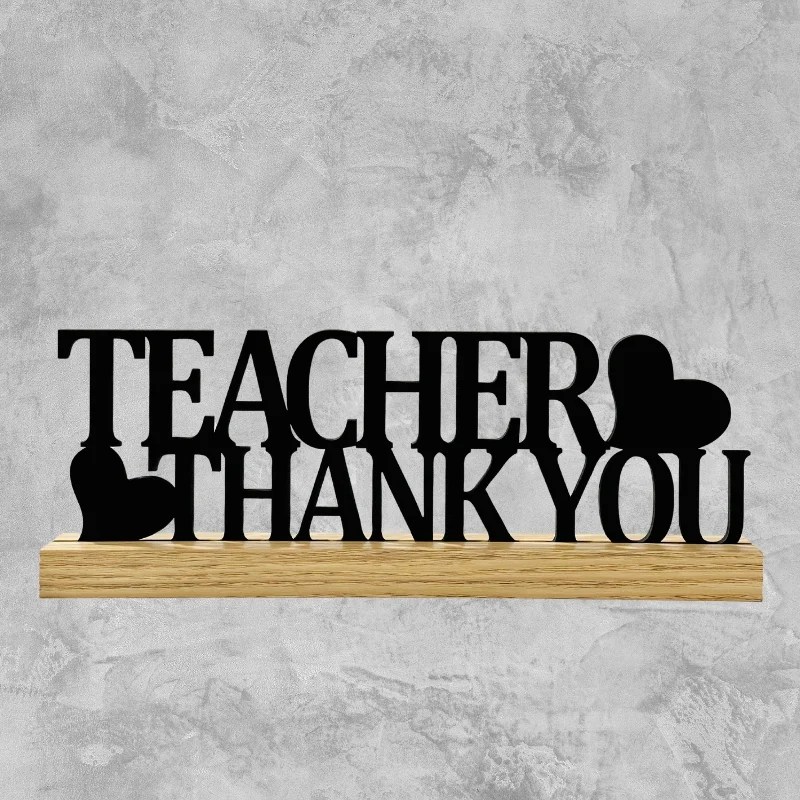 Thank You Teacher Desk Plaque with Wooden Stand
