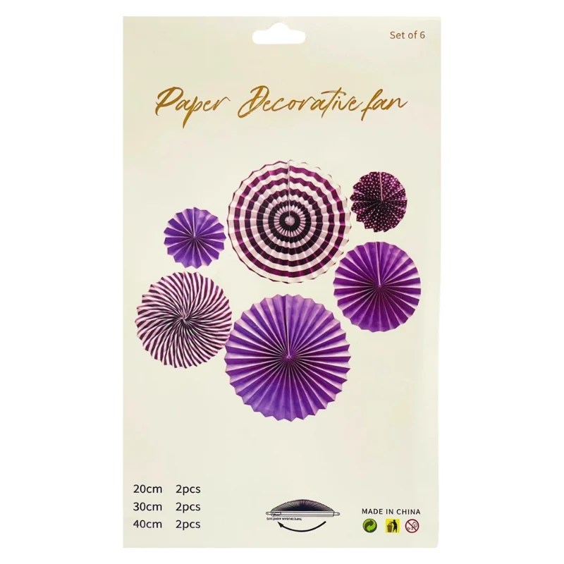 6 Pcs Paper Decorative Circle Fan Set – D2