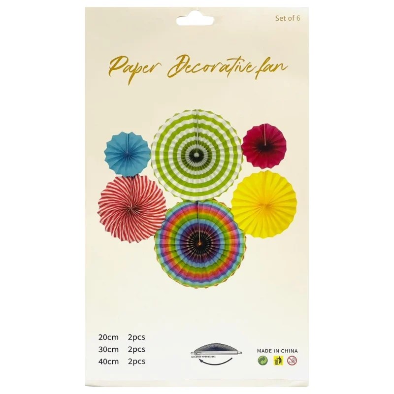6 Pcs Paper Decorative Circle Fan Set – D4