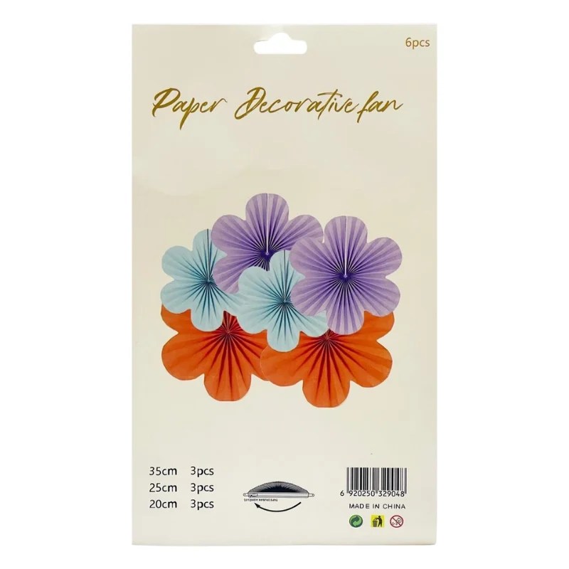 6 Pcs Paper Decorative Flower Fan Set – D1