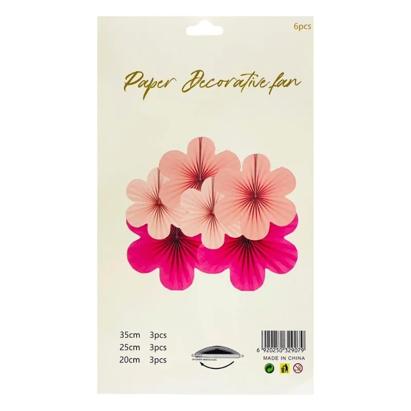 6 Pcs Paper Decorative Flower Fan Set – D3