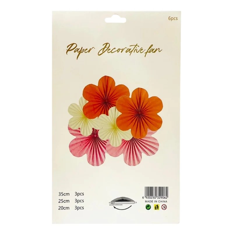 6 Pcs Paper Decorative Flower Fan Set – D4