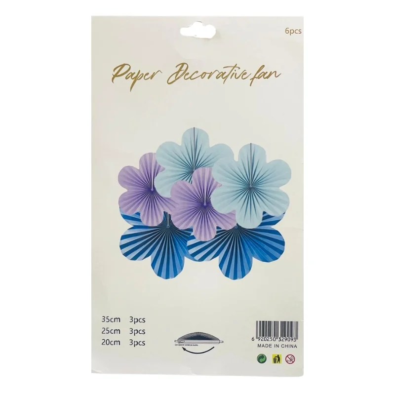 6 Pcs Paper Decorative Flower Fan Set – D6