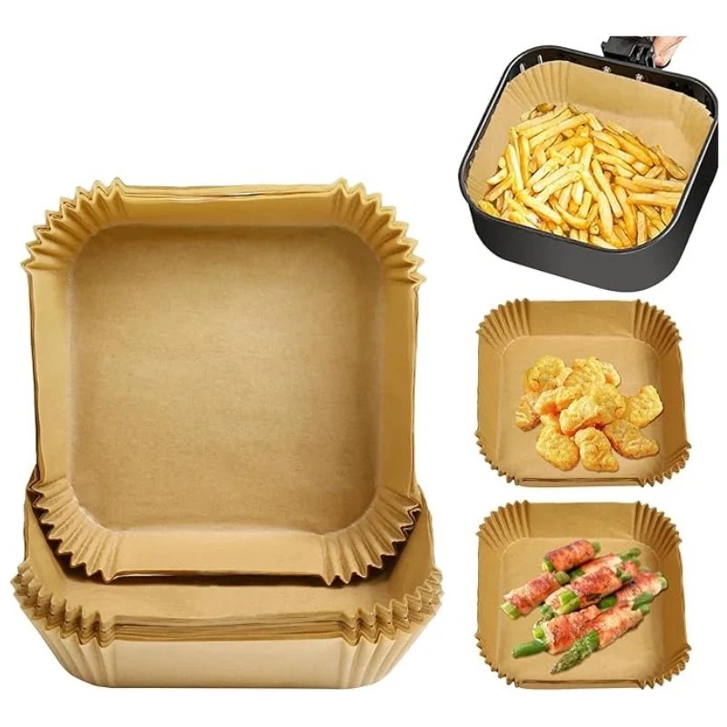 Food Grade Disposable Square Air Fryer Liners 16cm – 50 Pcs