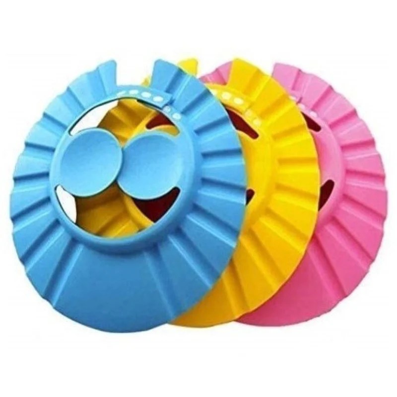 Adjustable Baby Bathing Shower Cap with Ear Cover (Random Colours)