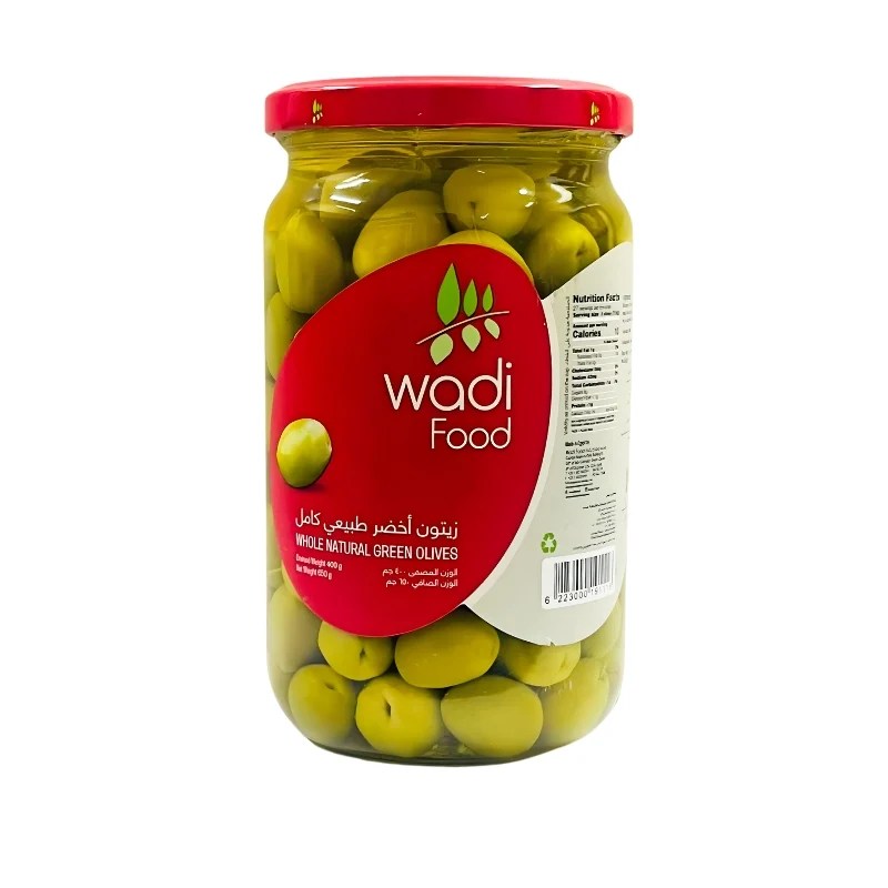 Wadi Food Whole Natural Green Olives 650g
