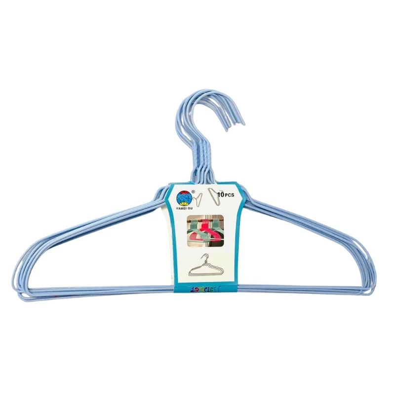 PVC Coated Clothes Hanger 10 Pcs – Random Colours