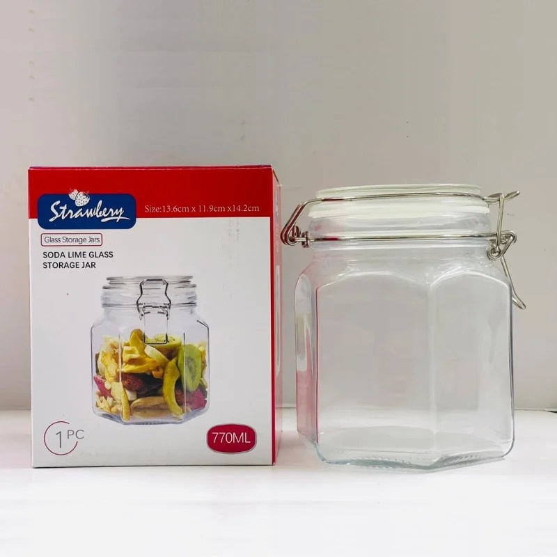 Strawbery Airtight Clip Top Glass Jar 770ml