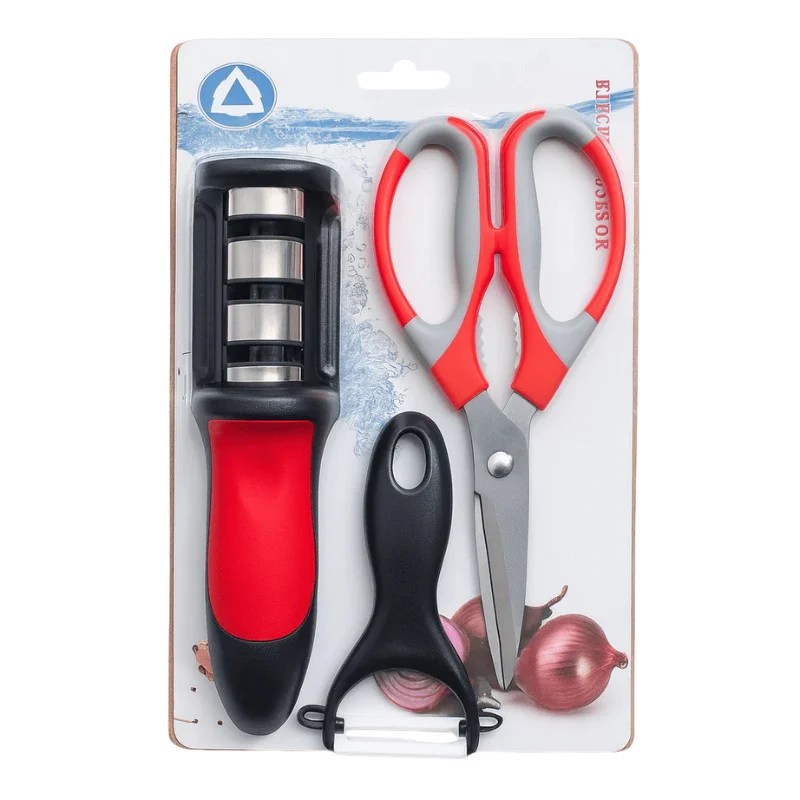 3-in-1 Knife Sharpener Set with Scissor & Peeler