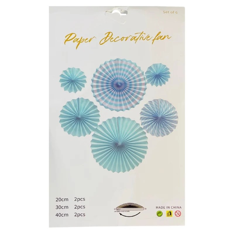 6 Pcs Paper Decorative Circle Fan Set – D8