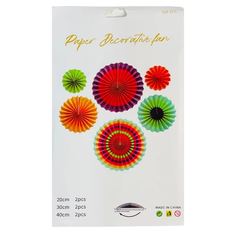 6 Pcs Paper Decorative Circle Fan Set – D9