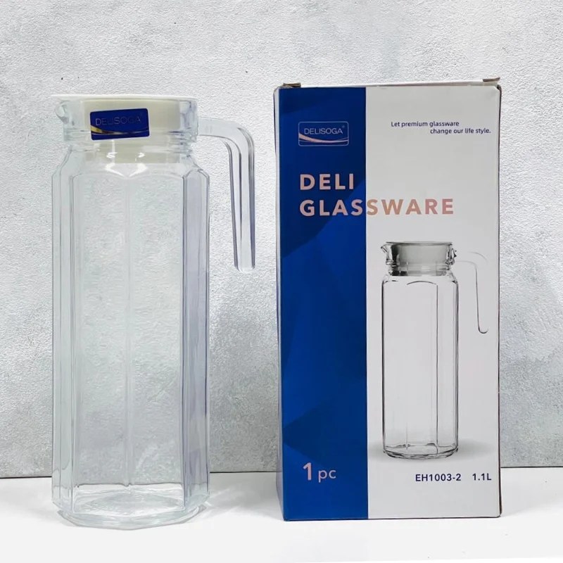 Delisoga Glass Jug with White Lid 1.1L – EH1003-2