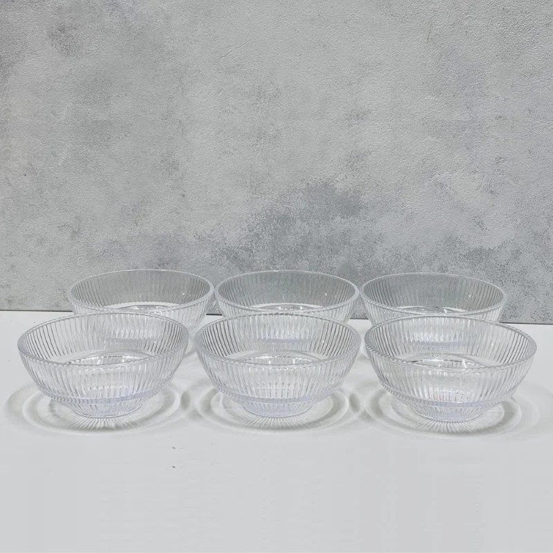 Deli Glass 6 Pcs Ningwen Ribbed Glass Bowl Set 5″ – TW107-5