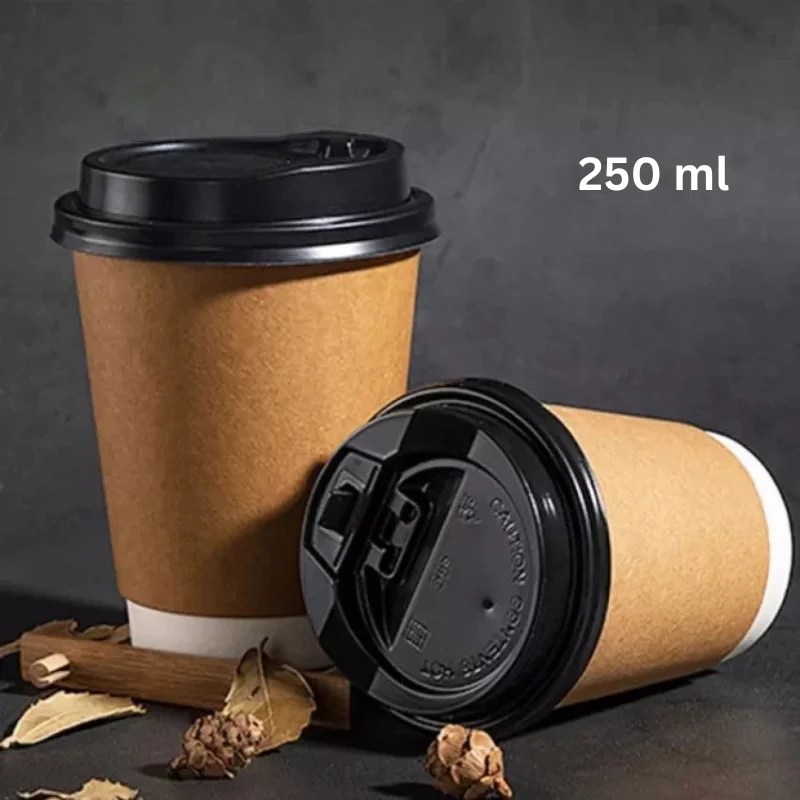 Disposable Coffee Cup 250 ml with Lid