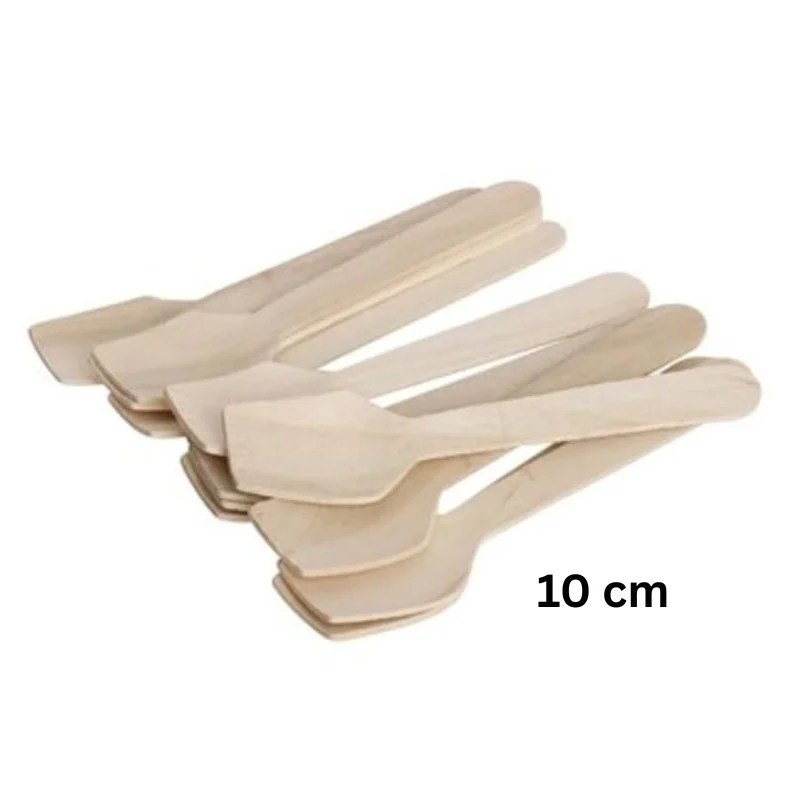 Disposable Wooden Spoon Square Mouth 10cm – 10 Pcs