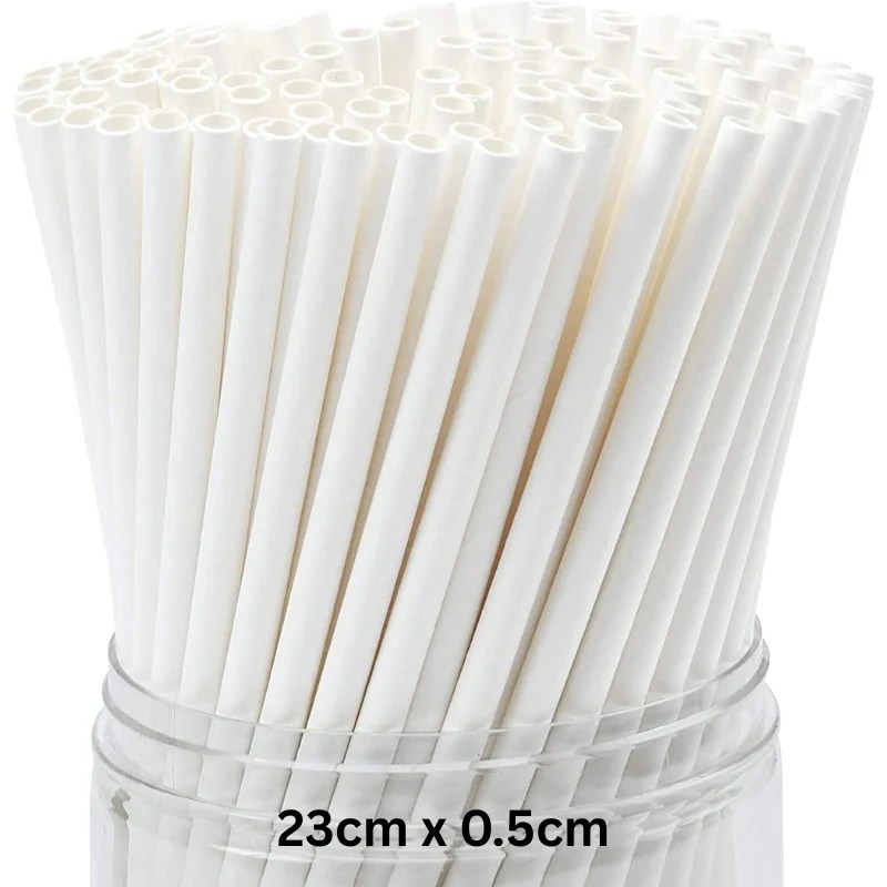 Disposable Paper Straw – White 23cm x 0.5cm