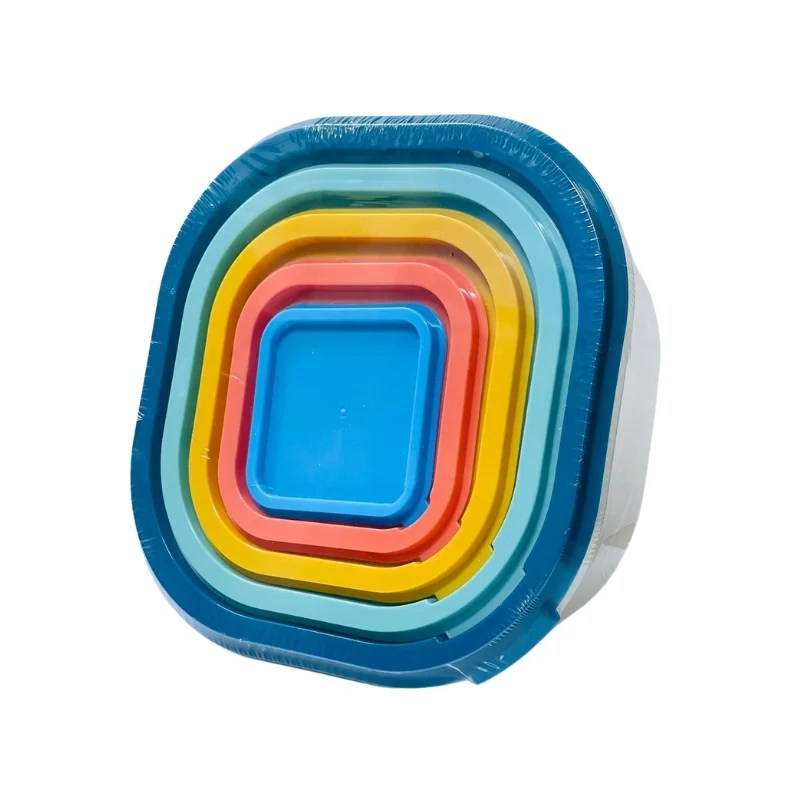 5 Pcs Square Rainbow Colour Food Container Set