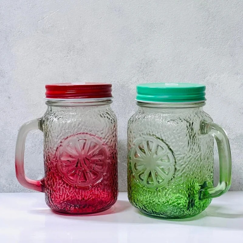 Colourful Mason Jar with Lid & Straw 650ml (Random Colours) – 1156-4