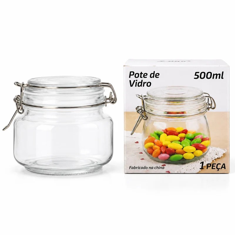 Heavy Duty Airtight Clip Top Glass Jar 500ml – 1156-57