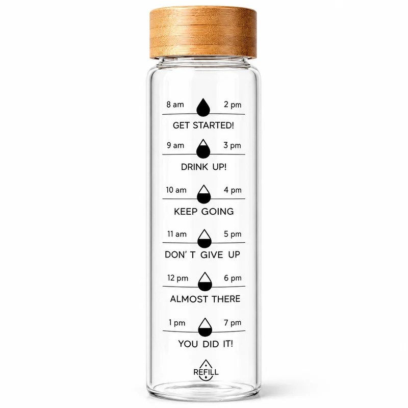 Motivation Glass Water Bottle with Wooden Lid 1.3L – 1156-19