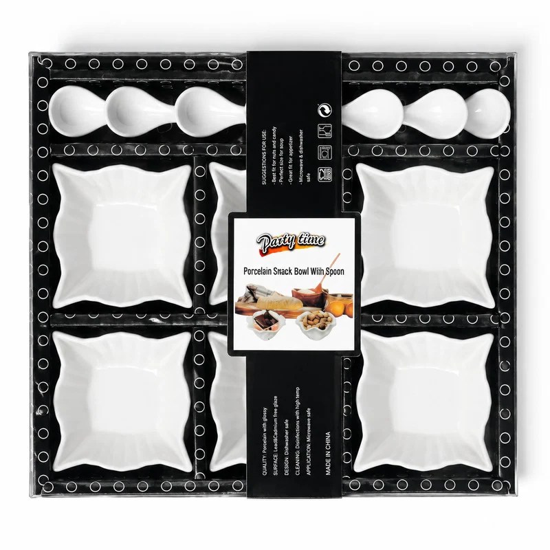 Ceramic Snack Bowl with Spoon 12Pcs