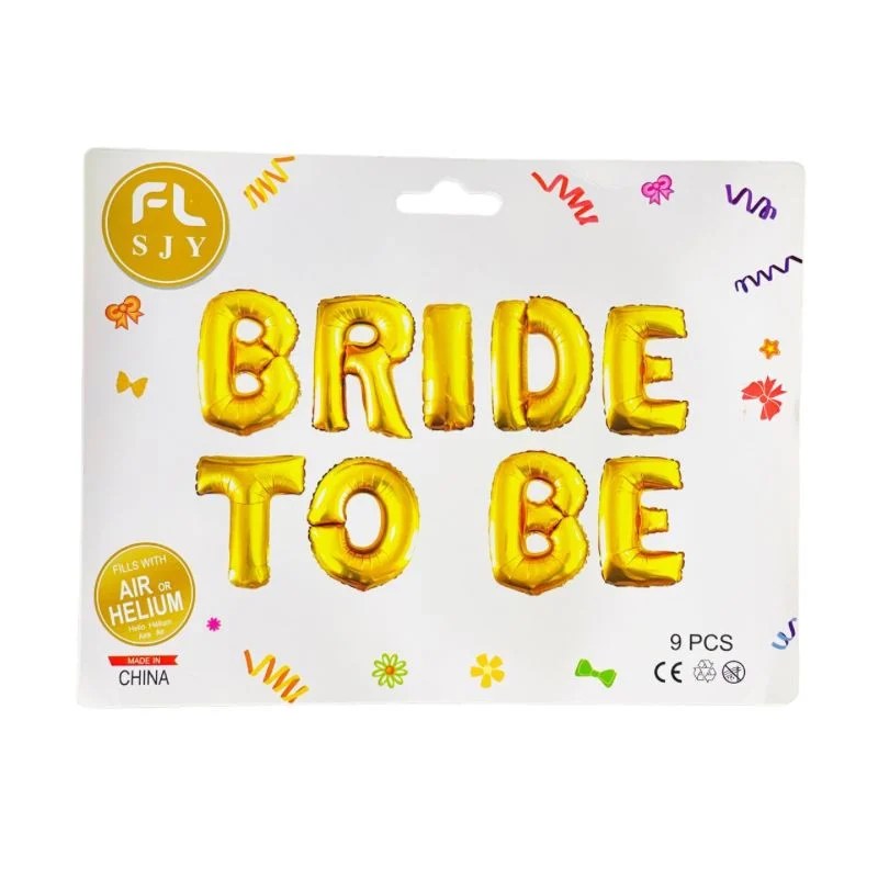 Bride To Be Foil Balloon Set – Gold (Capital Letters)
