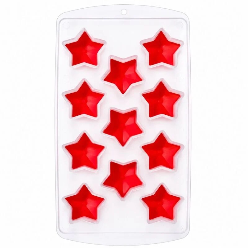 Easy Release Silicone Ice Cube Tray – 11 Star Cubes (Random Colours)