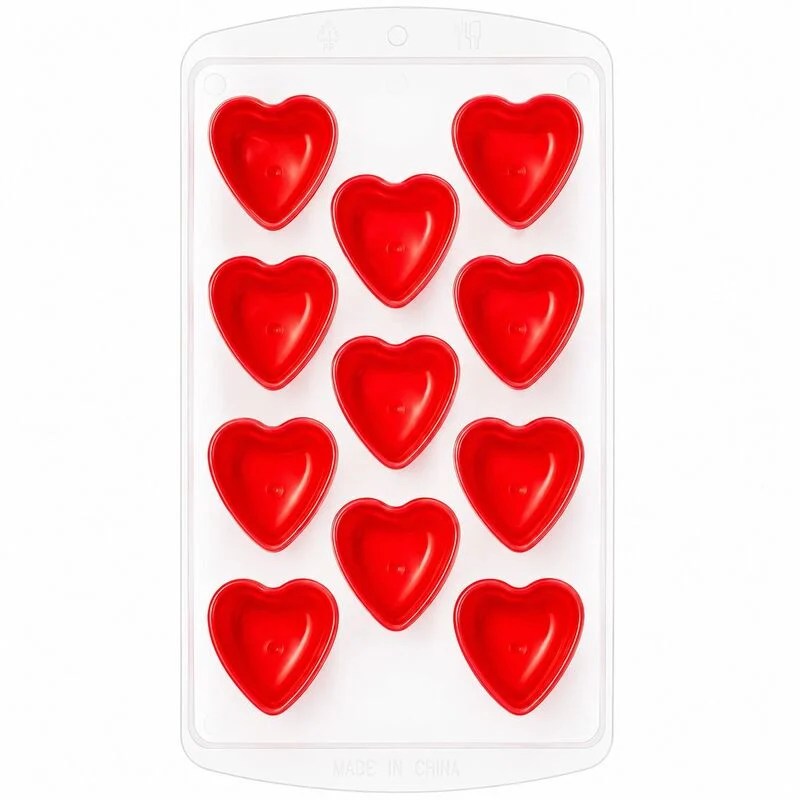 Easy Release Silicone Ice Cube Tray – 11 Heart Cubes (Random Colours)