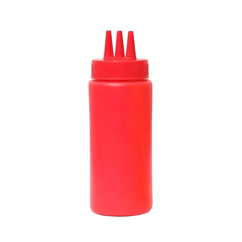 3 Hole Plastic Squeeze Bottle 450ml – Red Colour