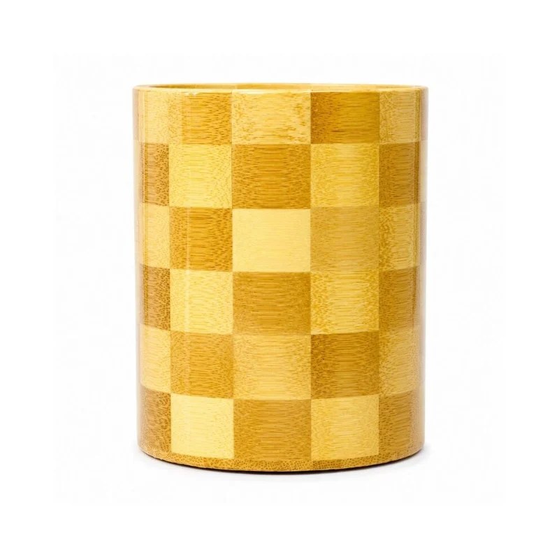 Checkered Wooden Cutlery Holder (9.5cm x 12.5cm)