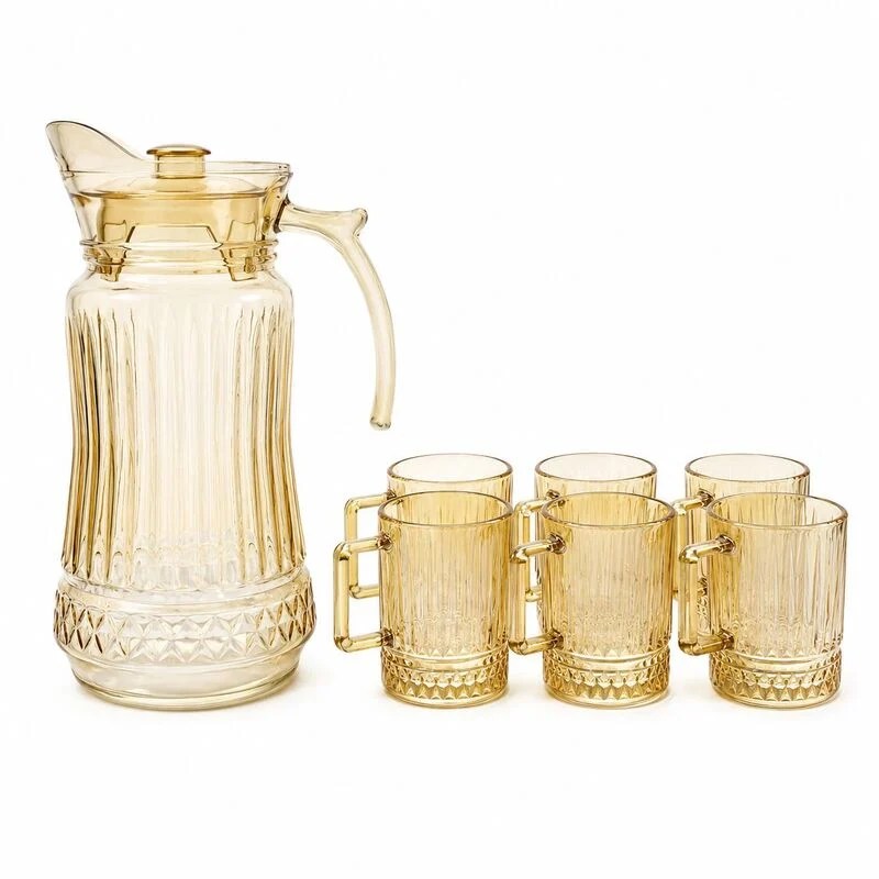 Delisoga 1.5L Glass Jug with 6 Glasses (Gold Colour) – YZH40/L7HA-GOLD