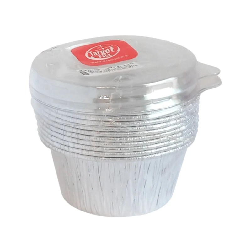 Aluminium Foil Containers – 110 ml Round Lava – With Lid 10 Pcs