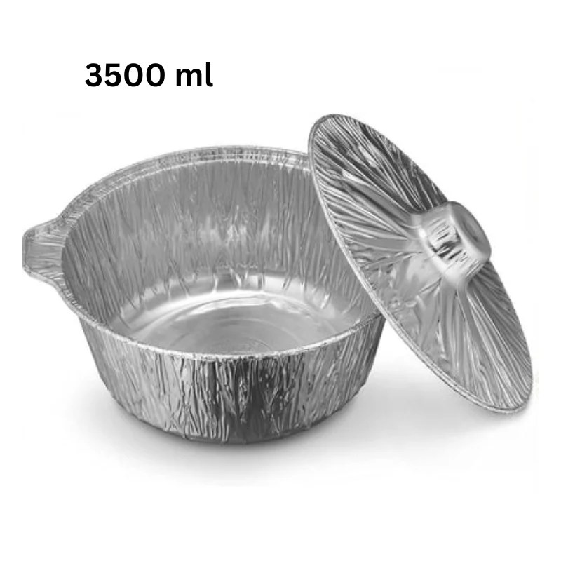 Aluminium Foil Meat Pot with Aluminium Lid – 3500ml (Single Pc)