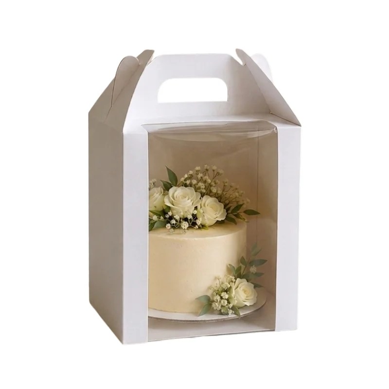 White Tall Cake Carrier Box with Window (12″ x 12″ x 12″)